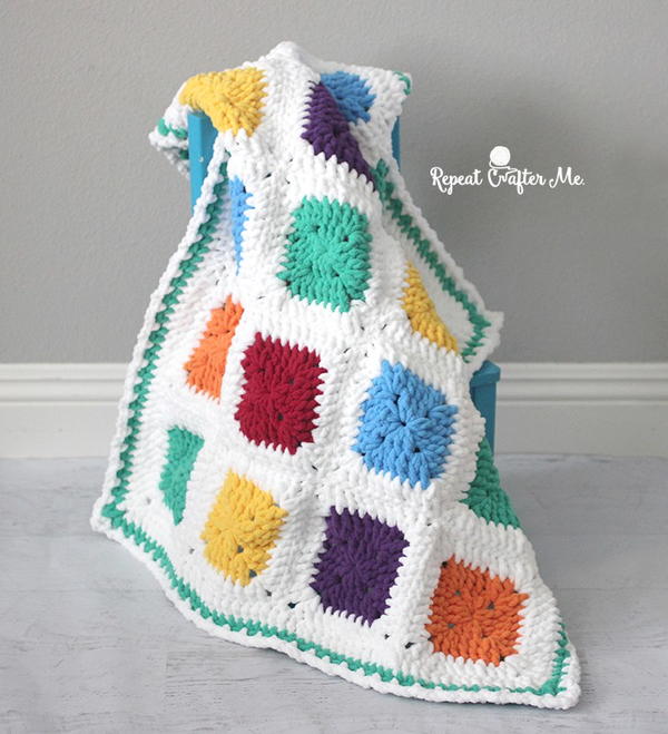 Bright and Bulky Crochet Baby Blanket