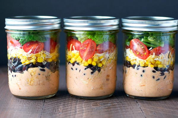 Chicken Taco Mason Jar Salads