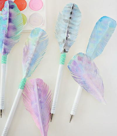 Anthropologie Inspired Watercolor Feather Pens