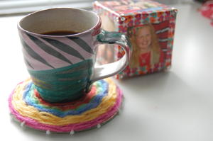Upcycle a CD into a Colorful Woven Coaster