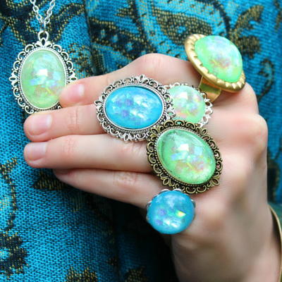 Faux Australian Opal Rings