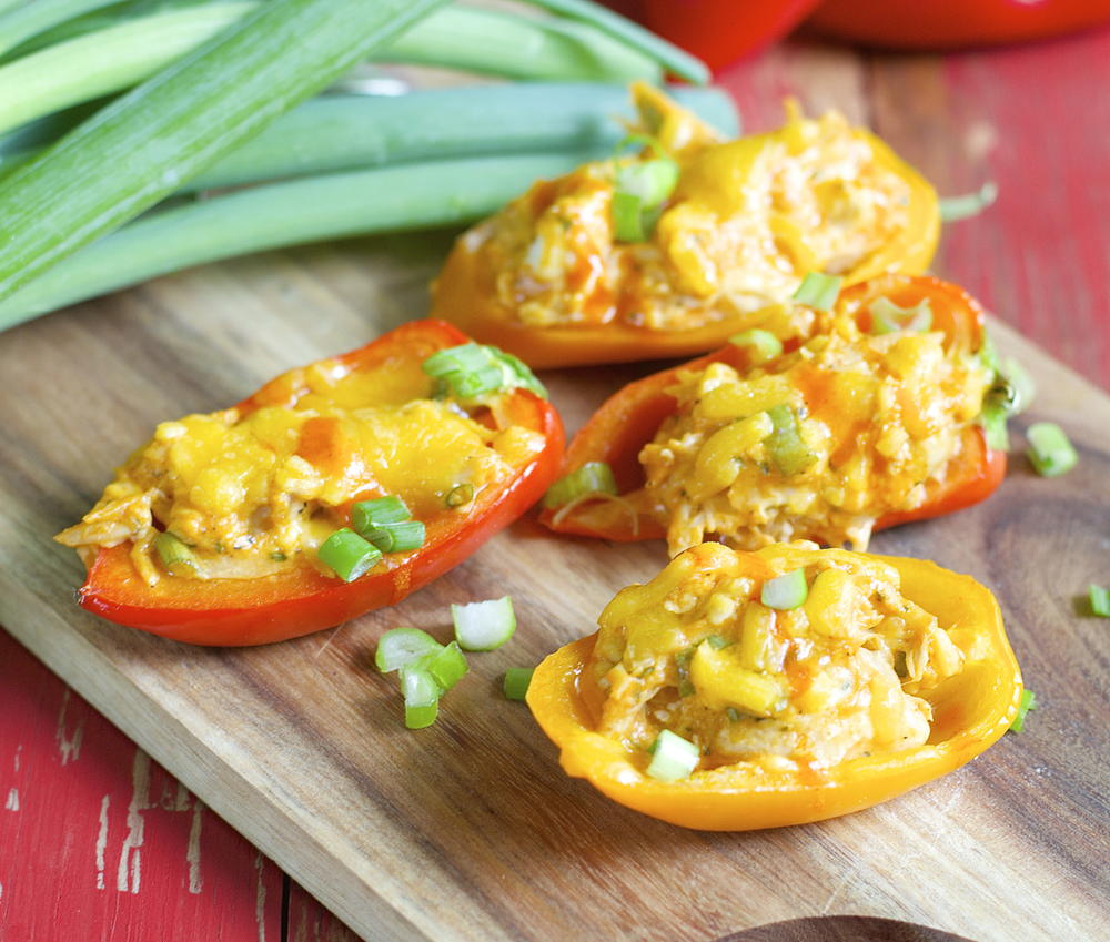 Buffalo Chicken Stuffed Sweet Peppers  RecipeLion.com