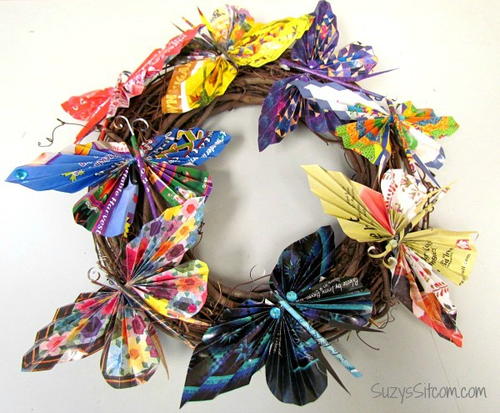 Recycled Paper Butterfly DIY Wreath
