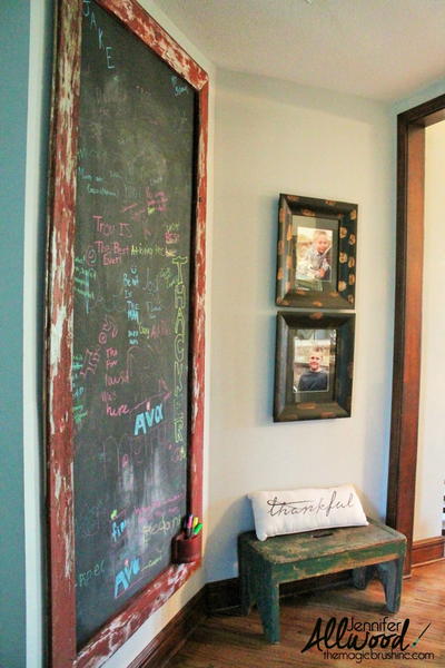 Distressed Wood Chalkboard Wall