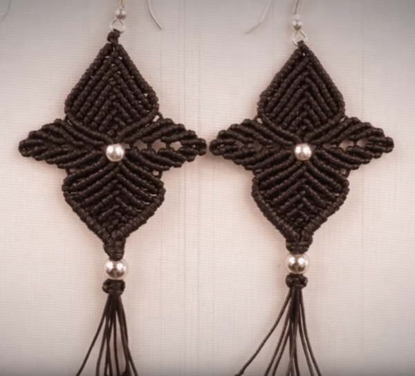 Black Orchid Macrame Earrings