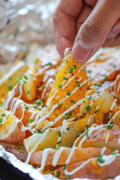 Cheesy Garlic Fries in Foil Packets