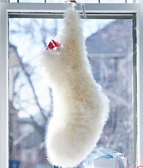 Fuzzy Polar Bear Knit Stocking