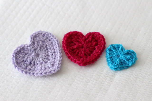 Easy Crochet Hearts in 3 Sizes