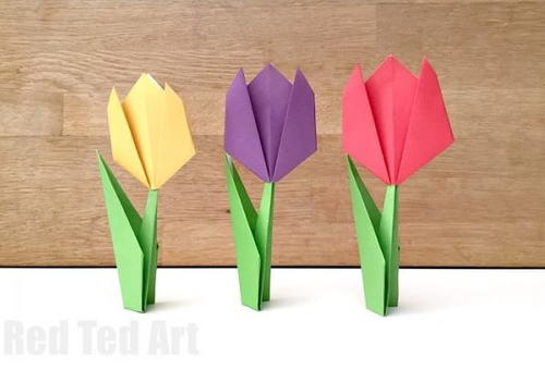 Easy Origami Paper Tulips