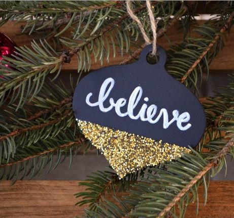 Glitter-Tipped Chalkboard Ornament