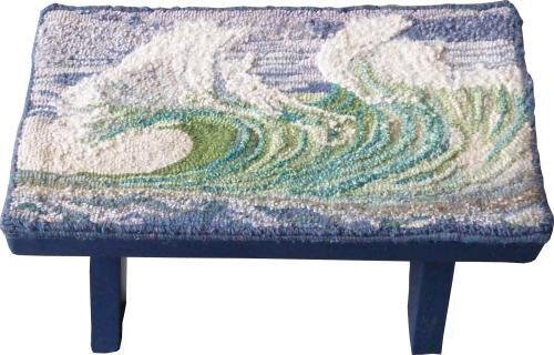 Blue Wave Footstool