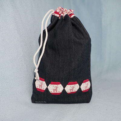 Denim Jeans Drawstring Bag