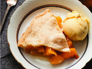 Bourbon Peach Pie with Vanilla Bean Gelato