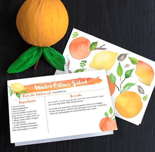Citrus Season Printable Recipe Cards