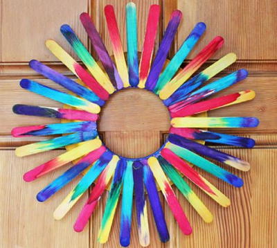 Tie-Dye Popsicle Stick Wreath