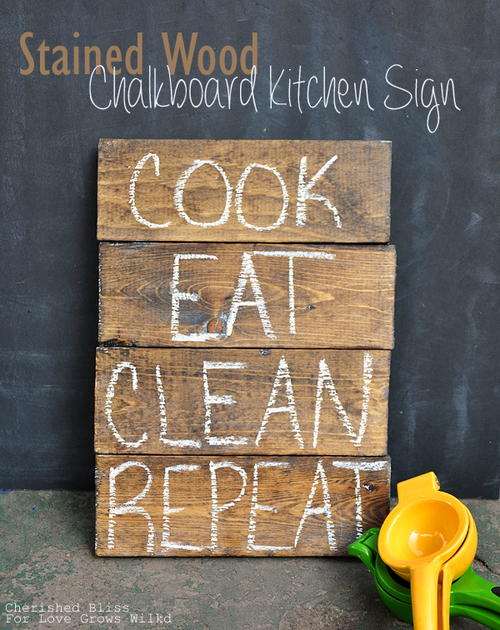 Stained Wood Chalkboard Kitchen Sign