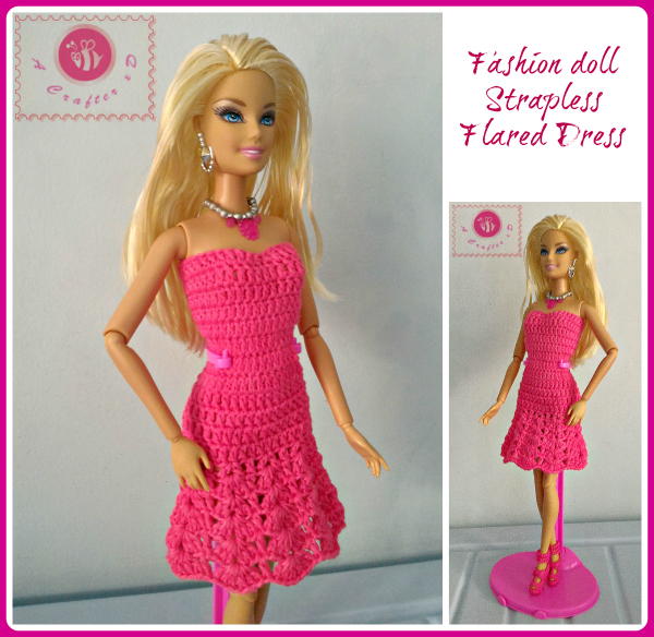 Fashion Doll Strapless Flared Dress