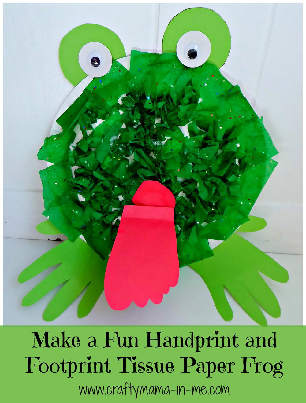 Handprint and Footprint Tissue Paper Frog | AllFreeKidsCrafts.com