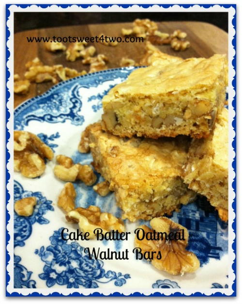 Cake Batter Oatmeal Walnut Bars