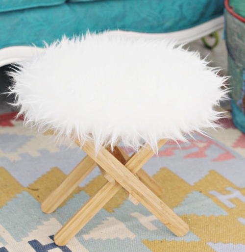 Easy Furry Footstool IKEA Hack