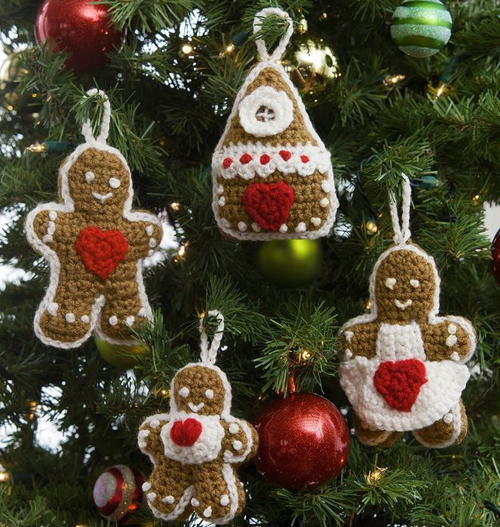 Gingerbread Family Crochet Christmas Ornaments | AllFreeChristmasCrafts.com