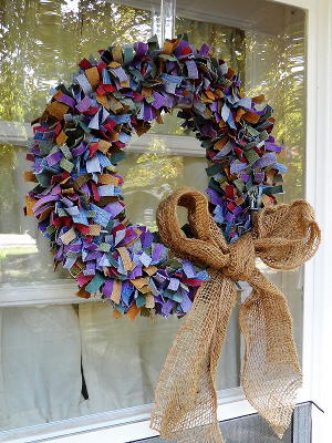 Multi Colored Denim Wreath