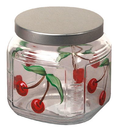 Cherry Painted Glass Jar