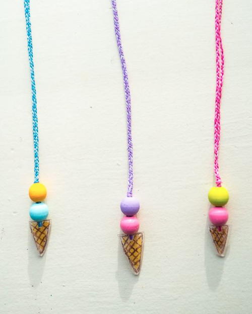 Wooden Beads Ice Cream Cone Necklace
