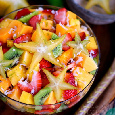 Tropical Fruit Salad with Honey Lime Dressing