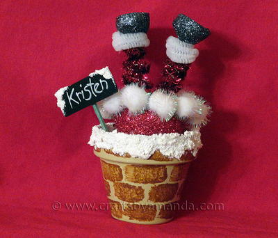 Santa in Chimney Clay Pot Place Setting