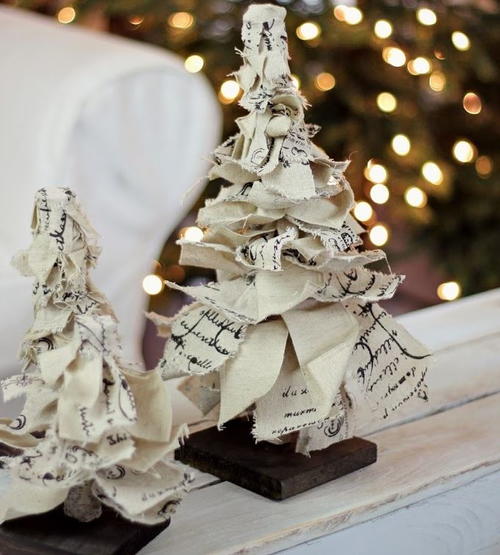 Rag Ribbon Tabletop Christmas Trees