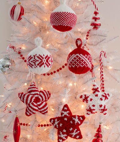 Merry Star and Ball Knit Ornaments