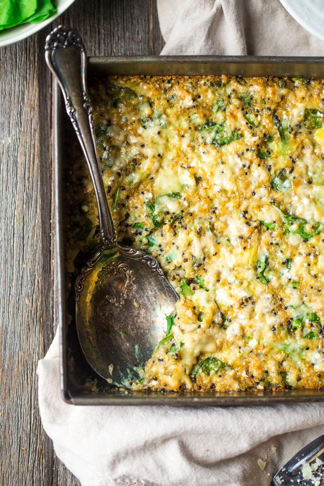 Quinoa Casserole with Cauliflower Alfredo Sauce