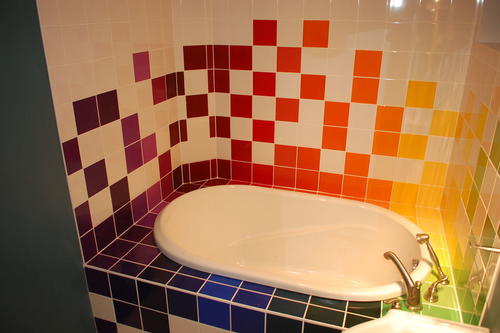 Painted Tile Bathroom Project