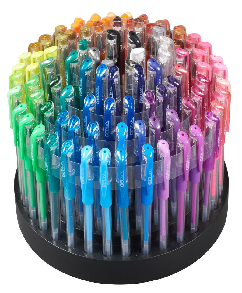 100 Premium Gel Pens with Desktop Pen Organizer Stand for Coloring