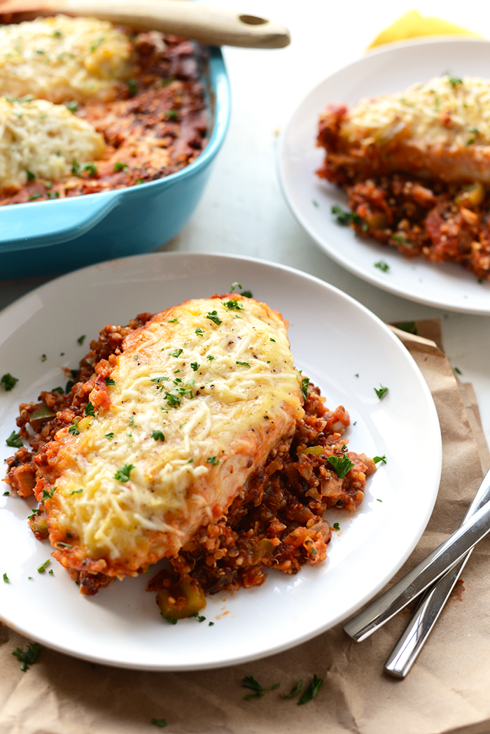 Chicken Parmesan Quinoa Bake | FaveHealthyRecipes.com