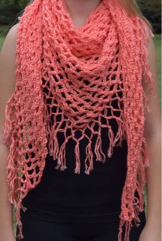 Fringed Crochet Triangle Shawl Pattern