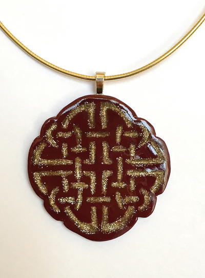 Gold Inlay Polymer Clay Pendant