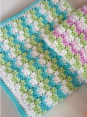 Leaping Striped Blocks Crochet Afghan