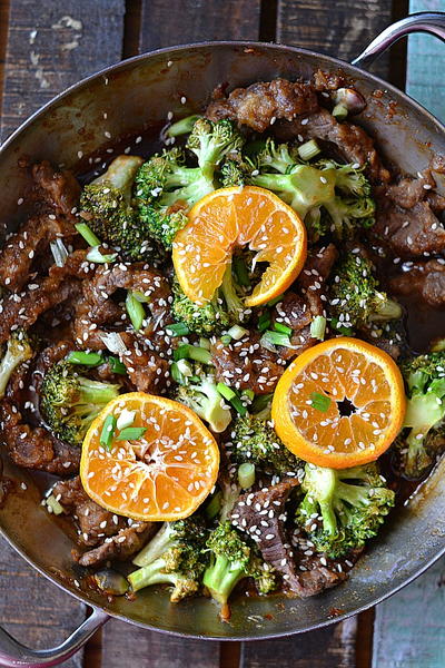15 Minute Tangerine Beef and Broccoli