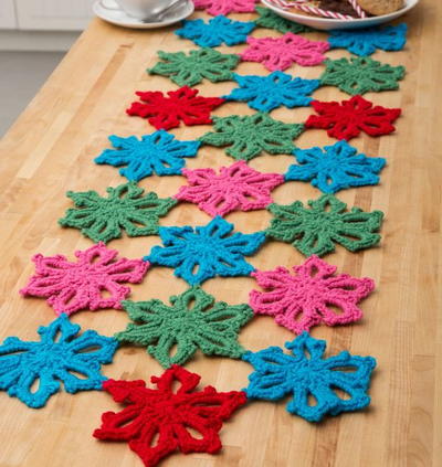 Crocheted Snowflake Table Runner