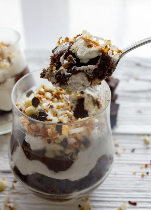 Seven Layer Brownie Cheesecake Parfait