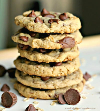 Reeses Peanut Butter Cup Chocolate Chip Oatmeal Cookies
