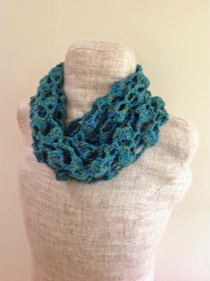 Sparkly Ocean Crochet Infinity Scarf
