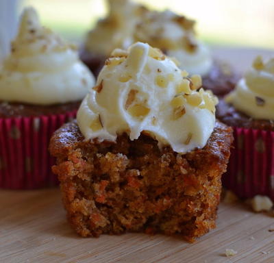 Carrot Cupcakes with White Chocolate Cream Cheese Frosting
