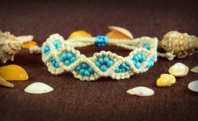 Beach Inspired Beaded Macrame Bracelet