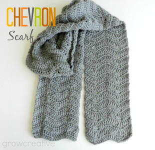 Gray Chevron Easy Crochet Scarf