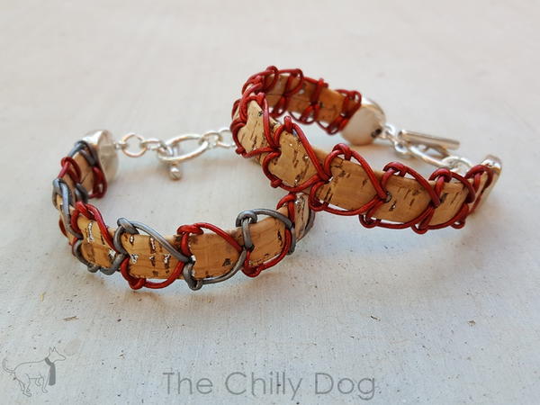 Cork and Leather Heart Bracelet