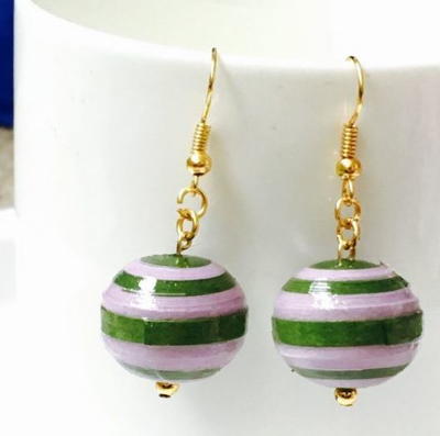 Striped Sphere Quilled Earrings