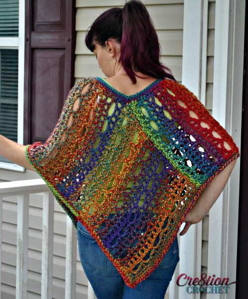 Rainbow Lace Crochet Poncho